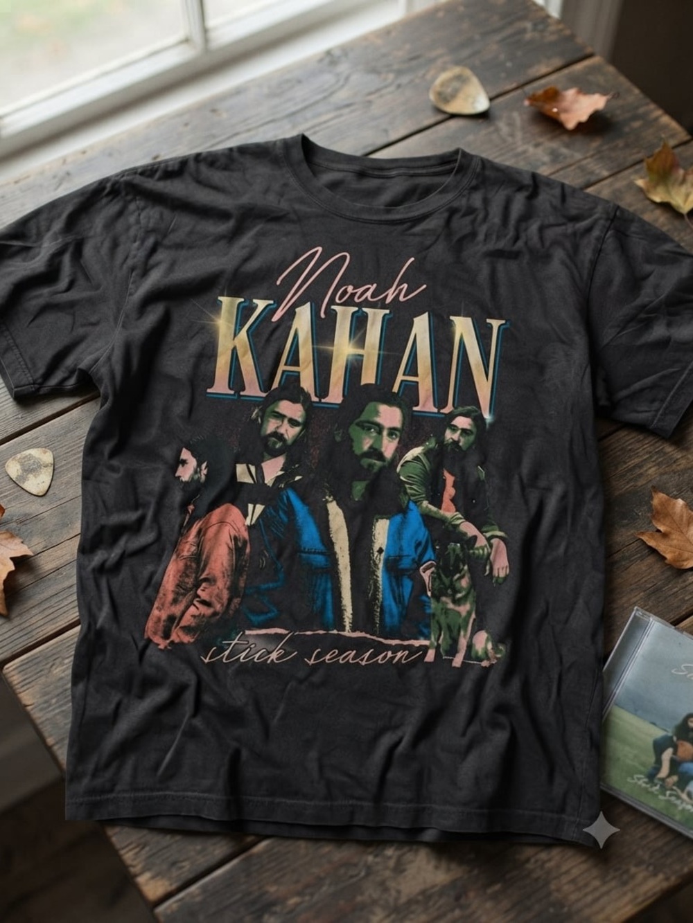 Noah Kahan Graphic Black Band Tee - Stick Season Design